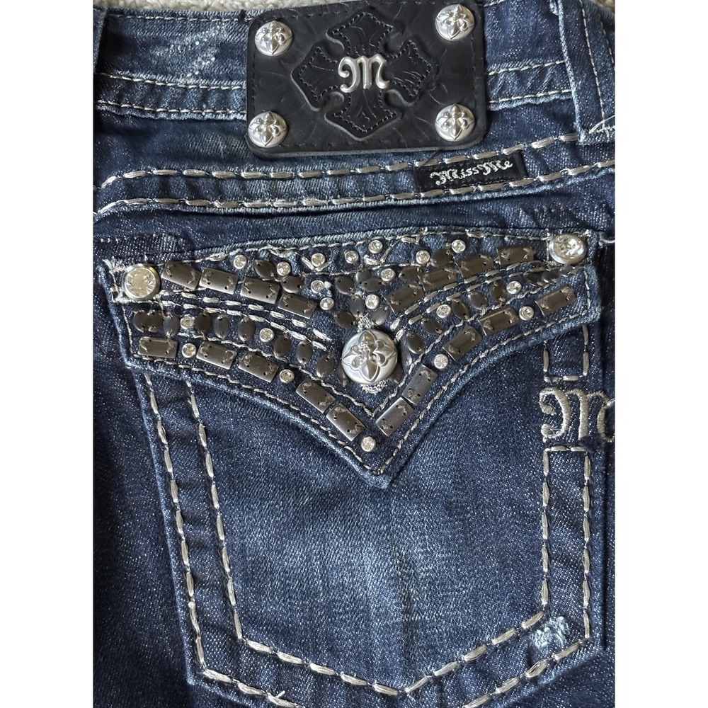Miss Me Womens Bootcut Jeans Dark Wash Sequin Flap Pocket JP5489B4 Size 29